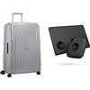 Samsonite S'Cure - Spinner L Suitcase, 75 cm, 102 L, 4 rolls, Silver (Silver) & Tile Bluetooth Item Finder Set