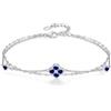 PHNIBIRD Bracciale Donna in Argento Sterling 925 con Zaffiro di nascita trefle a 4 foglie ciondolo Doppio Strato Bracciale Donna regalo per mamma moglie figlia