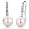 Miore Orecchini Donna Pendenti Perle di fiume Diamanti taglio Brillante ct 0.12 Oro Bianco 18 Kt / 750