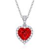 Dada Gioielli - Collana Cuore 12mm Punto Luce Argento 925 Con Zirconi Brillanti Contromaglia Zirconata Catenina 45+5cm (Rosso Rubino)