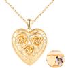 MICSAVI Collana Rose Foto Personalizzata Medaglione Cuore in Argento 925 per Donna Ragazza, Ciondolo Cuore con Tre Rose, Regalo Gioiello Portafoto per Fidanzata Madre Figlia