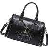 Itkcozcg Zaino alla moda, stile punk con teschio, grande capacità, borchiato, borsa da dottore con tracolla regolabile, grande capacità, borsa a tracolla da donna, Nero , Size reference picture