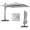 Outsunny Ombrellone da Giardino a Manovella 3.6x3 m Inclinabile e Girevole a 360°, Ombrellone Decentrato a Braccio con Base a Croce e Presa d'Aria, in Poliestere 250g/㎡ e Alluminio, Grigio Chiaro
