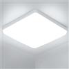 Osairous Plafoniera LED Soffitto 36W, Ø23cm Piazza Plafoniere moderna, IP44 Lampada LED Soffitto, 6500k 2070 LM Luce Bianco per Soggiorno, Camera da Letto, Cucina, Bagno, Balcone