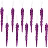 Christmas Concepts® Decorazioni ghiacciolo glitterate 12 cm - Guarnizioni per alberi di Natale di lusso (Viola, Confezione da 10)