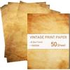 JSMTKJ 50 Fogli di Carta Pergamena, A4 Vintage Old Paper per Stampanti Inkjet, Laser, Scrittura Record