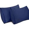Lirex 2-Pack Federe per Cuscini, 100% Cotone Traspirante Federe Pillow Covers, 50 x 91 cm, Blu Scuro