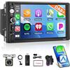 Motorsi 2 Din Autoradio DAB Bluetooth con Carplay Android Auto, 7 Pollici Doppio Din Radio Auto con Schermo, Stereo Auto Supporto MirrorLink/FM/USB/AUX/EQ/SWC/7 Colori Retroilluminazione + Telecomando