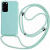 Ququcheng Cover Compatible con Samsung Galaxy A41,Cellulare Girocollo Custodia con Cordino TPU Corda Silicone Case Bumper per Samsung Galaxy A41 Custodia-Verde