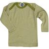 Cosilana - Maglietta intima a maniche lunghe da bambini, 70% lana e 30% seta, Verde a righe , 62/68 cm