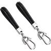 CGEAMDY 2 Pezzi Portachiavis Auto Universal, Portachiavi Auto Intrecciato, Portachiavi Intrecciato Pelle, Portachiavi Auto Pelle Metallo Semplice, Portachiavis Per Uomini Donne Amici Famiglia(Nero)