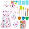 KAEGREEL Cucina Giocattolo per Bambini, 26Pz Set Utensili Cucina da Forno con Grembiule Fenicottero/Cappello Chef/Cucchiai/Frullino, Regali di Ruolo da Chef per Ragazzi Ragazze 3+ Anni