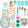 KAEGREEL Cucina Giocattolo per Bambini, 26Pz Set Utensili Cucina da Forno con Grembiule Dinosauro/Cappello Chef/Cucchiai/Frullino, Regali di Ruolo da Chef per Ragazzi Ragazze 3+ Anni (Blu)