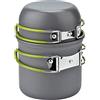 Cozywind Set da campeggio Camping Stoviglie Kit Set di pentole Portatile leggero Outdoor Cookset Pentola di cottura , Verde Easy Aluminum Foldable 1-2 Persons