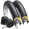 Fincci Bici Copertoni MTB 29 x 2.1 - Set di Nero Pneumatici Pieghevoli 29 con Protezione Antiforatura 1 mm e 2 Camere d'aria Presta 52-622 - Imballaggio Gomme 29 per Gravel & Mountain & E bike