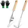 Adiwo Estirpatore Erbacce Manuale, 3PCS Coltello Erbacce in Acciaio Inossidabile, Raschietto per Erbacce a Manico Lungo, per Diserbo, Trapianto, Radicamento e Allentamento del Terreno in Giardino