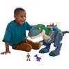 Fisher-Price Imaginext Jurassic World La Rinascita - T-Rex Morso Devastante, set con dinosauro da 46 cm con luci, suoni e movimenti e 2 personaggi dal film inclusi, giocattolo per bambini, 3+ anni, JGR40