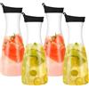 Lrocotanc Brocche per succhi con coperchio ribaltabile 1L Caraffe D'Acqua nel Plastica da 4 Pezzi - Caraffa per Limonata per Acqua, Caffè, Birra, Tè Freddo e Succo Fatti
