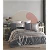 Nuit Des Rêves Premium Ranforce Double Quilt Cover Set 200 x 200 cm, 100% cotone, Grigio/Bianco & Brown/Beige, 2 Pillowcases, Lavabile in lavatrice, design elegante