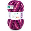 Gründl - Big Mamma Print - Lana XXL per lavorare a maglia - Gomitolo grande 400 g / 1040 m - Gradiente di lana in 100% poliacrilico - fucsia-lampone-bordeaux-bianco