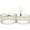 Kare Design tavolino da caffè Wire Brass, oro/vetro, set da 2 pz dimensioni: tavolino grande Ø63cm, tavolino piccolo Ø54