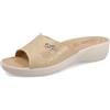 Fly Flot Ciabatta Donna in Morbida Microfibra con Fiocchetto, Fodera Traspirante, Sottopiede Imbottito in Pelle, Sandali, Beige, 38 EU