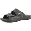 inblu Ciabatte Uomo a Doppia Fascia con Chiusura a Strappo, Plantare in Vera Pelle, Nero, 41 EU