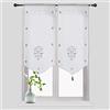Smithoom 1 Pannello Tenda Classica Fiore Ricamo Nappa Decorazione Tende in Voile per Porta Della Cucina Piccola Finestra Grigio 40x90cm