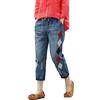 Generico Jeans Donna Curvy Primavera Baggy Vita Alta Pantaloni 7/8 Taglie Forti Capri Vintage Jeans Donna Tinta Unita Elegante Slim Fit Pants con Tasche Hiphop Y2k Casual Pantaloni in Denim