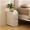 AQIMUELE Comodino Stretto, Tavolino con 2 cassetti, senza installazione, superficie in pelle, Comodino per camera da letto e soggiorno, larghezza 20 cm (Bianco)