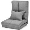 RELAX4LIFE Poltrona Pieghevole da Terra con Cuscino Morbido, Lettino Regolabile in 5 Posizioni, Divano Relax in Spugna di Alta Qualità, Ideale per Soggiorno, Studio e Camera da Letto (Grigio)