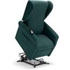 REDÒKASA Poltrona relax elettrica PISA MADE IN ITALY per anziani e disabili con kit batteria optional, 2 motori, 4 ruote, reclinazione e alzapersona (Senza Kit Batteria, Petrolio)