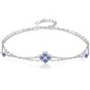 PHNIBIRD Bracciale Donna in Argento Sterling 925 con Tanzanite di nascita trefle a 4 foglie ciondolo Doppio Strato Bracciale Donna regalo per mamma moglie figlia