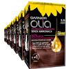Garnier Olia Tinta Capelli Permanente Senza Ammoniaca Colorazione con Oli di Fiori di Origine Naturale ad Azione Illuminante e Nutriente Colore 5.15 Castano Fondente - 6 Confezioni