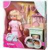 Simba Evi Love Kitchen, bambola da gioco con nuova cucina, forno apribile e torta con funzione, accessori, 12 cm, dai 3 anni in su