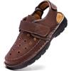 GURGER Sandali Sportivi Uomo Estivi Punta Chiusa Pelle Sandali da Trekking Marrone Scuro 47