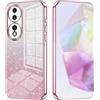 ILING Cover per Honor 70 5G, Ultrasottile Elegante Colore Sfumato Brillantini Carta Design Ragazza Custodia, Morbido TPU Antiurto Silicone Elettrolitico Case (Rosa)
