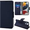 N NEWTOP Cover Compatibile con Apple iPhone 13 Pro Max, HQ Lateral Custodia Libro Flip Chiusura Magnetica Portafoglio Simil Pelle Stand (Blu)