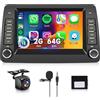 Hodozzy 【2+64G】Hodozzy Carplay Autoradio per Fiat Panda 169 2003-2012,7 Pollici Stereo auto Bluetooth con Android Auto/WiFi/GPS/RDS/FM/USB+Telecamera Retromarcia