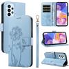 Bravoday Cover per Samsung Galaxy A23 4G / 5G, Custodia in PU Pelle Portafoglio Flip Schede con Slot per Carte, Magnetica Antiurto Cover per Galaxy A23 4G / 5G, Azzurro