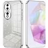 ILING Cover per Honor 70 5G, Ultrasottile Elegante Colore Sfumato Brillantini Carta Design Ragazza Custodia, Morbido TPU Antiurto Silicone Elettrolitico Case (Argento)