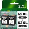 CINKCOCO 62XL Sostituzione Cartuccia HP 62 Nero Cartuccia HP 62XL HP62 HP 62 HP 62 XL Cartucce per HP Envy 5540 5740 7640 5547,HP Officejet 5740 200 250 (2 Nero)