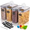 BUOAZR 4L Contenitori Ermetici per Alimenti 4 Pezzi, senza BPA, Contenitori Plastica Cucina Organizer con Coperchio, Organizer Cucina per la Conservazione di Pasta, Cereali, Muesli, Cornflakes