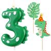 AIBAOBAO Candeline Compleanno Numeri 3, Candele Compleanno Particolari Dinosauro 7cm, Candela Verde avec Decorazioni Torta Dinosauri, Candelina Numero per Feste e Compleanni 3 Anni Bambina Bimbo
