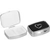 kwmobile 2X Scatola Portapillole Acciaio Inox con 2 Scomparti - 5,5 x 4 x 1,5 cm - Contenitore Porta Pillole Giornaliero Piccolo - per Viaggio e Casa - Bianco/Nero
