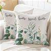 Jayusaror Federe Cuscini Divano 45 x 45 Primavera Verde e Bianco Foglie di Eucalipto Pianta da Esterno Estate Decorativi Quadrate Moderno Fodera Cuscino Lavabile Copricuscini, 2 Pezzi