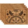 Artoid Mode Set di 4 tovagliette marroni, motivo vichingo, albero della vita, corvo, elmo dell'onore, per cucina, per feste, decorazione da tavola, 30 x 45 cm