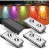 UNBON 4 Pezzi Lampada Solare da Esterno 8 Modalità Applique Solare da Esterno IP65 Impermeabile Luci Solari da Parete Lampade Solari per Muro Patio Recinzione Luce Calda 3000K e RGB 7 Colori