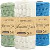AHPYEUHK 3mm Filo per Macrame 3 rotoli Set di Corda Macrame 300m Corda Macrame Naturale, Macramè Filo Morbido per Arazzi, Appendini per Piante, Artigianato Fai da Te (Blu mare Beige Verde chiaro)