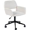 39F FURNITURE DREAM Sedia ergonomica girevole in tessuto di ciniglia beige, altezza regolabile e imbottitura morbida, ideale per uso domestico e studio, funzione girevole e regolabile, colore beige